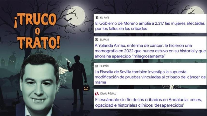 JSA de Alcalá de Guadaíra ‘Desenmascara’ en Halloween los «Monstruos» de la Sanidad de Juanma Moreno